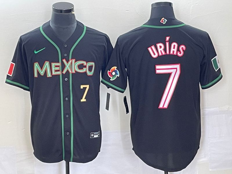 Men 2023 World Cub Mexico #7 Urias Black white Nike MLB Jersey43
